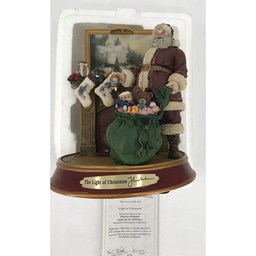 Thomas Kinkade Light Up The Holidays Light Of Christmas Santa Fireplace Bradford